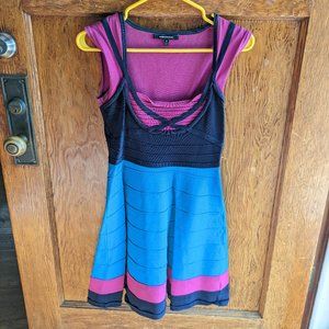 Wow Couture - Size Medium - Blue/Black/Pink Dress - CUTE!